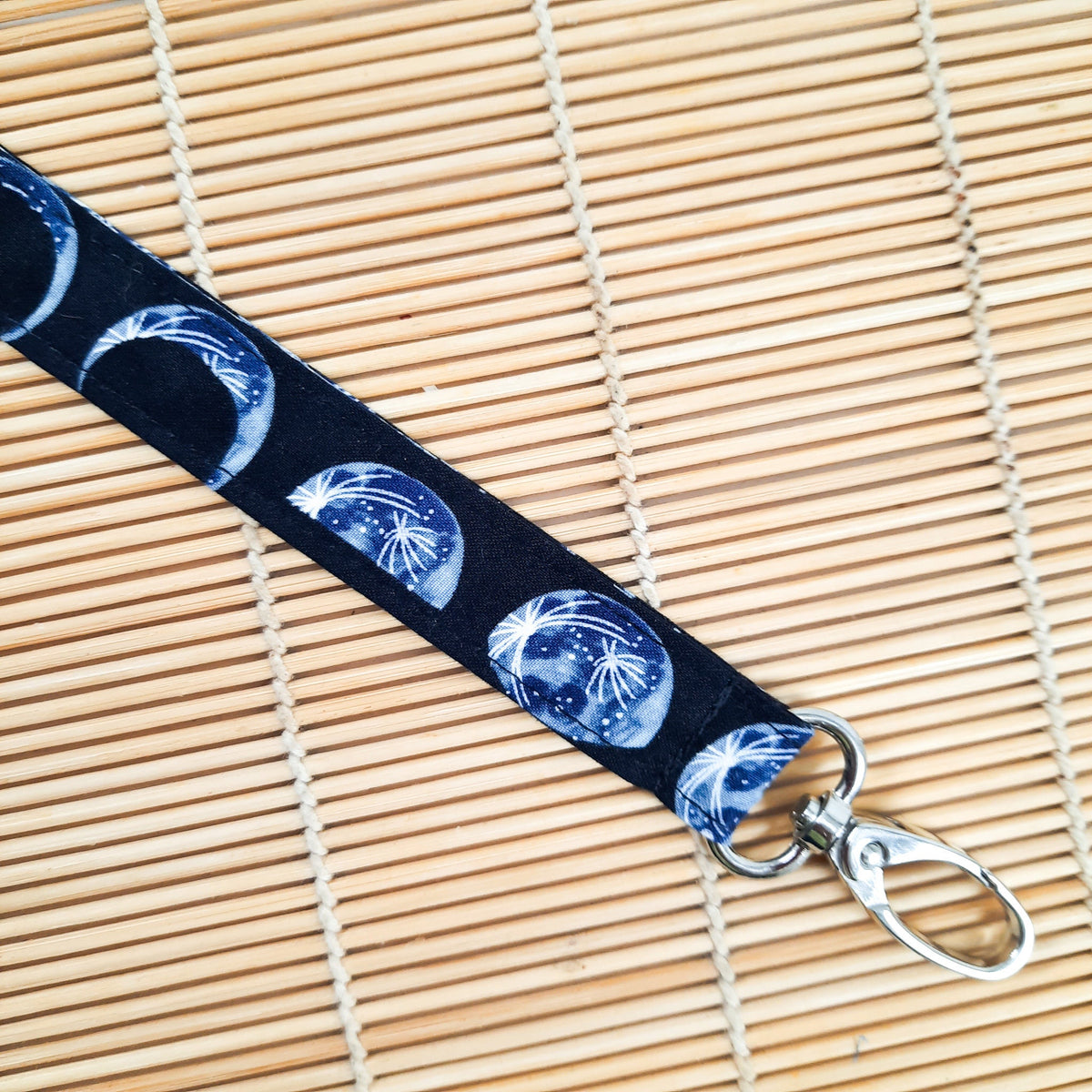 Indigo Moon Lanyard: Cotton Fabric ID Holder