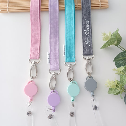 Cotton Lanyard with Retractable Badge Reel Teacher, Nurse, Student ID, Gift Set