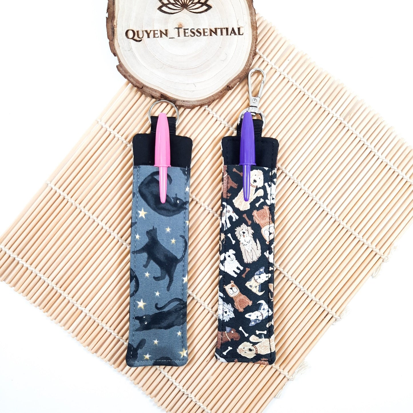 Animal Print Pen Holder for Lanyard: Cotton Pen Case Keychain