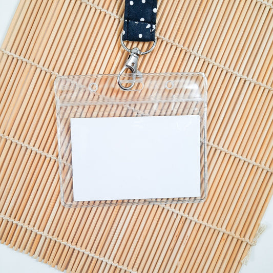 Clear vinyl horizontal card holder, Resealable ID tag holder, Lanyard slots for travel