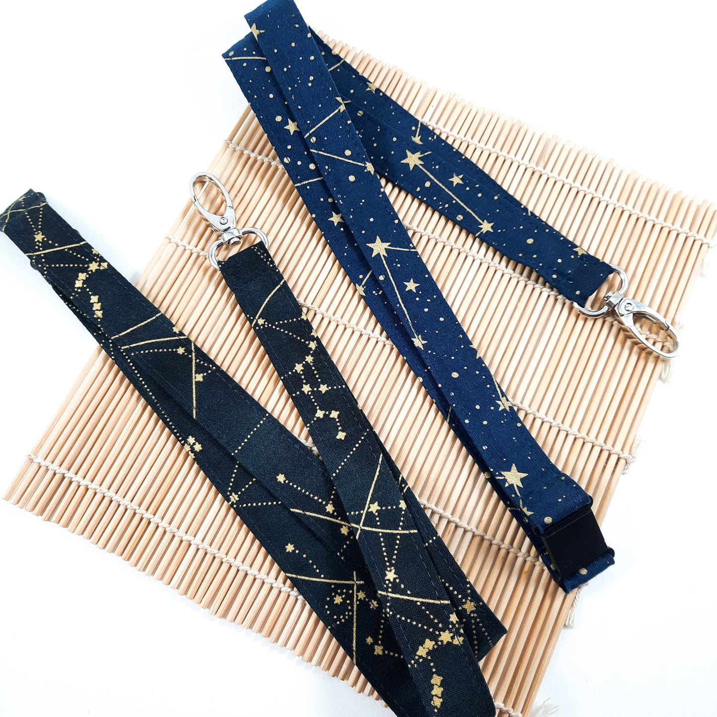 Star Map Lanyard: Gold Constellation Badge Holder, Breakaway Keychain