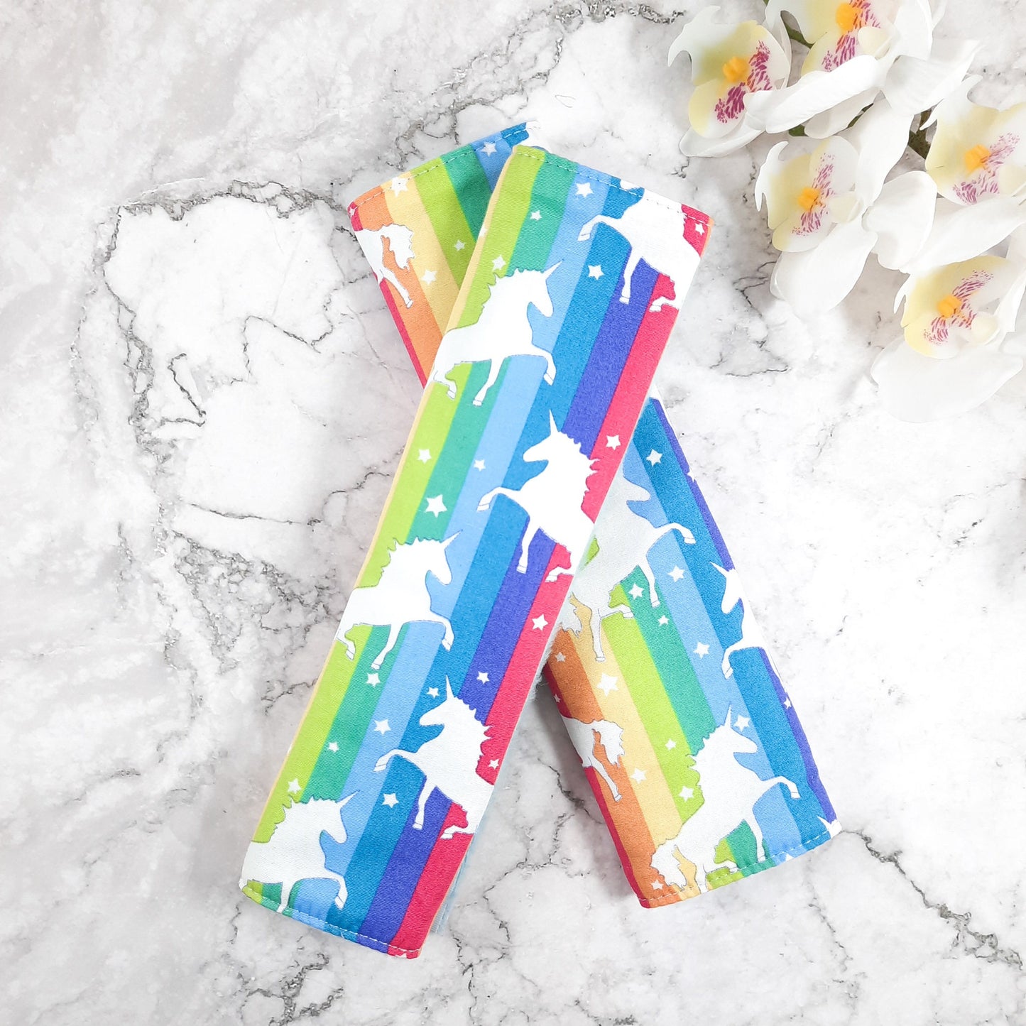 Rainbow Cotton Seat Belt Cover: Kids & Adults, Handmade