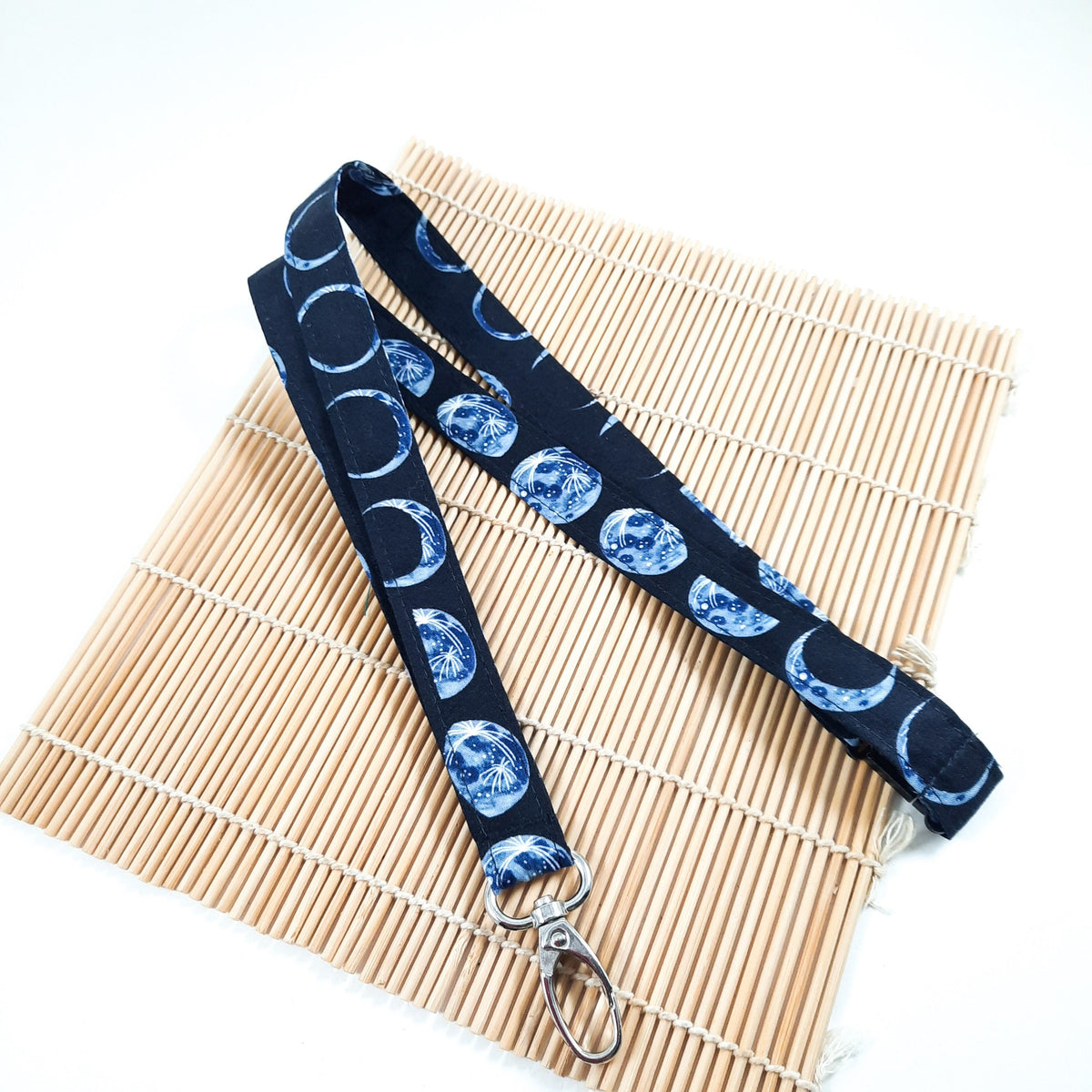 Indigo Moon Lanyard: Cotton Fabric ID Holder
