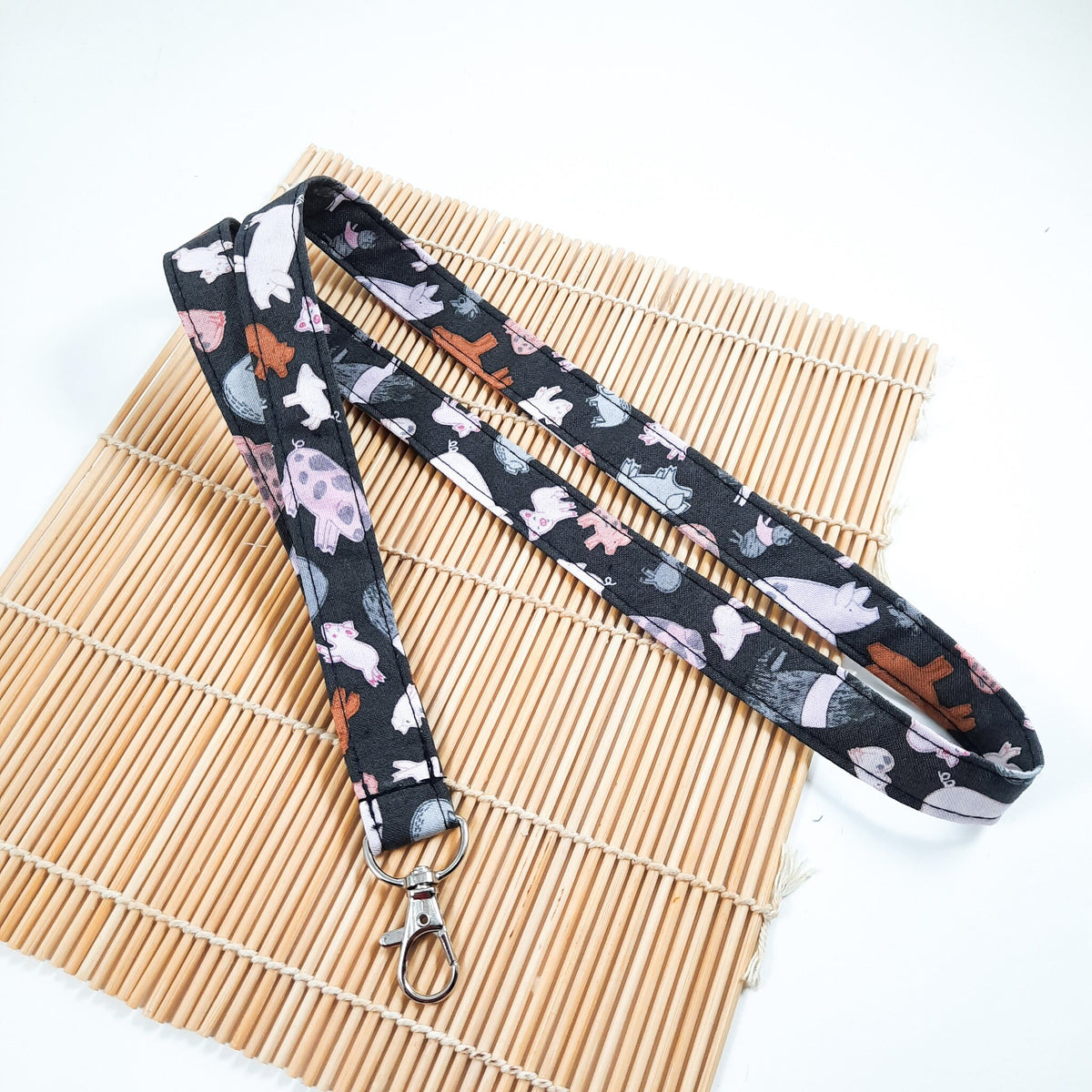 Piggy lanyard, Farm Animal lanyard holder, breakaway Id holder, Fabric key chain, Teacher gift UK