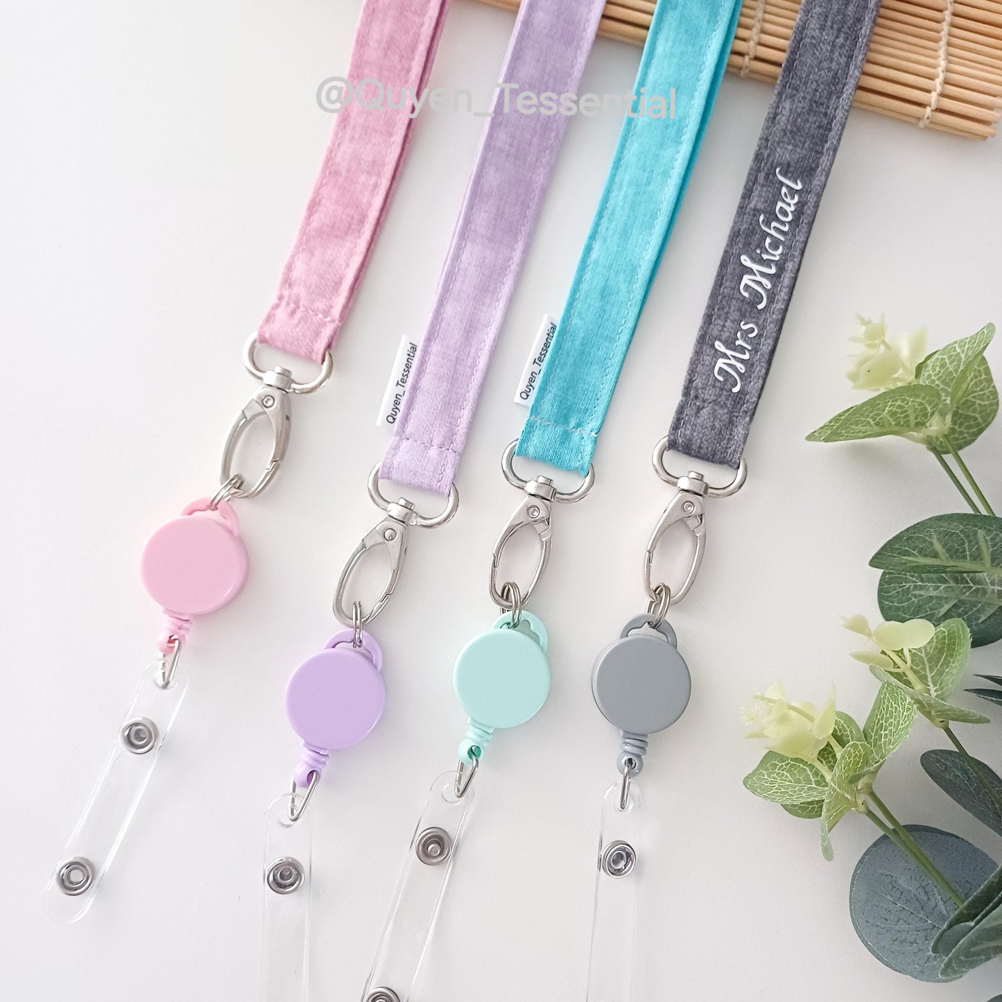 Cotton Lanyard with Retractable Badge Reel Teacher, Nurse, Student ID, Gift Set