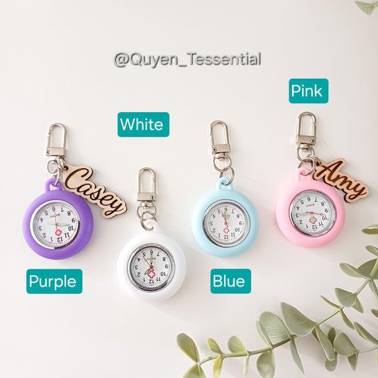 Boho Name Fob Watch Silicone Nurse Clip-on Lanyard