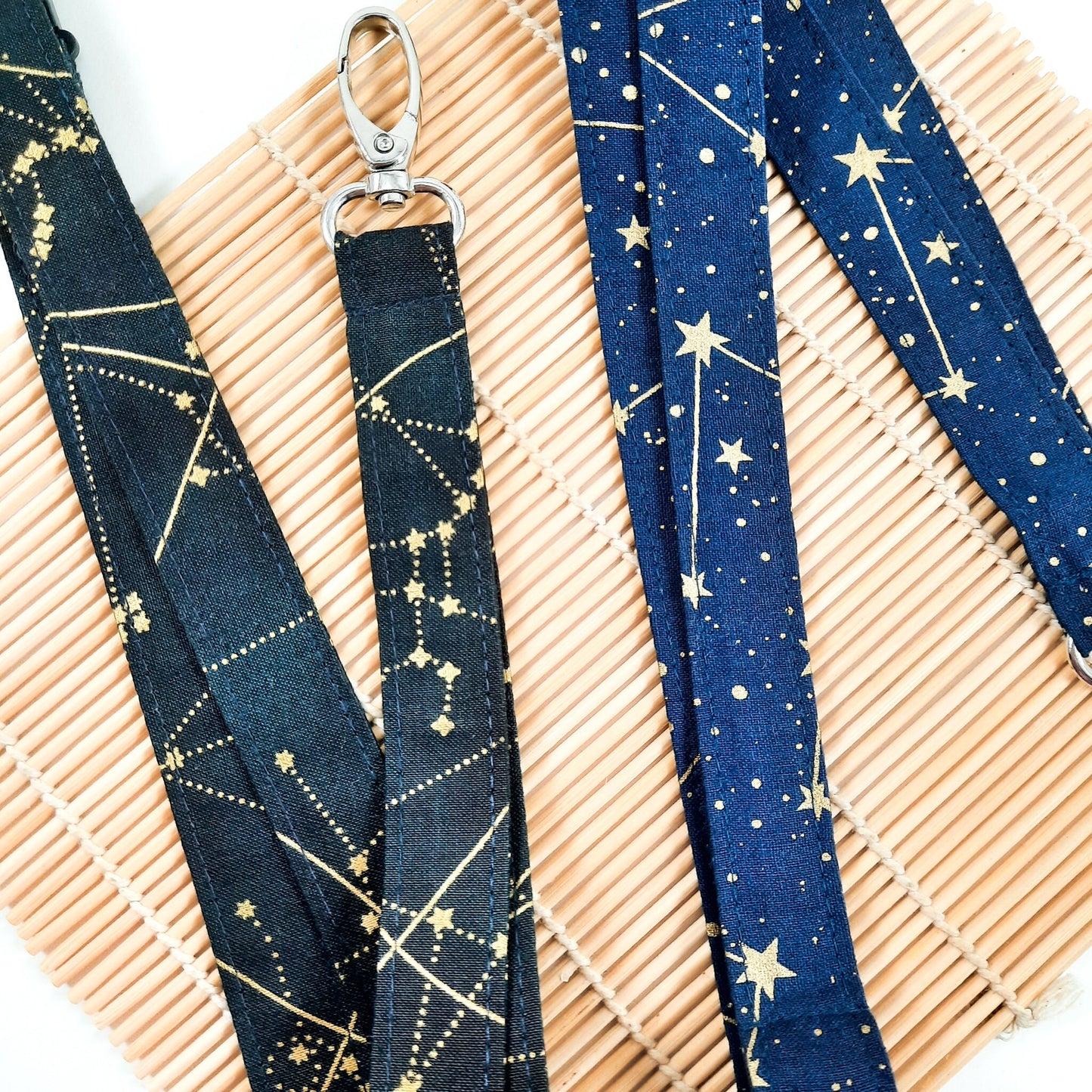 Star Map Lanyard: Gold Constellation Badge Holder, Breakaway Keychain