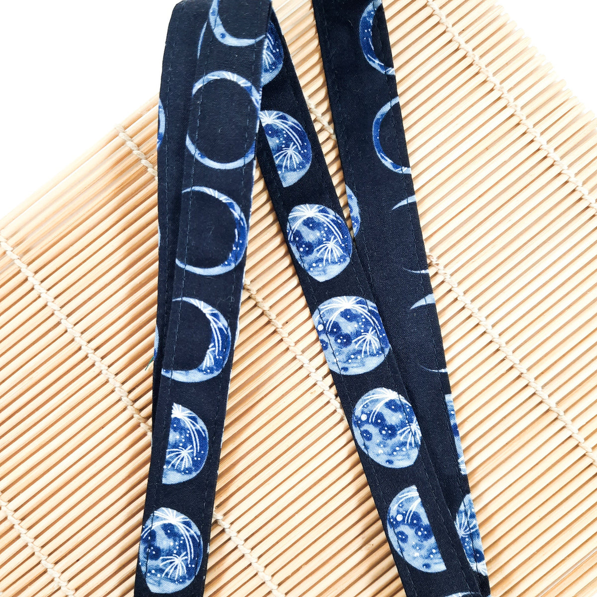 Indigo Moon Lanyard: Cotton Fabric ID Holder