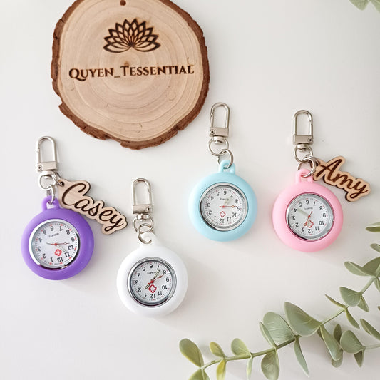 Boho Name Fob Watch Silicone Nurse Clip-on Lanyard