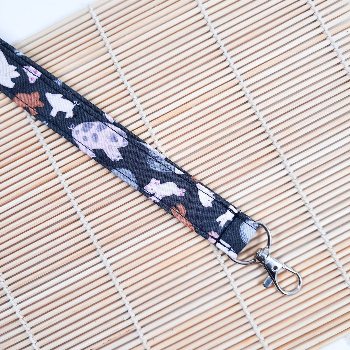 Piggy lanyard, Farm Animal lanyard holder, breakaway Id holder, Fabric key chain, Teacher gift UK