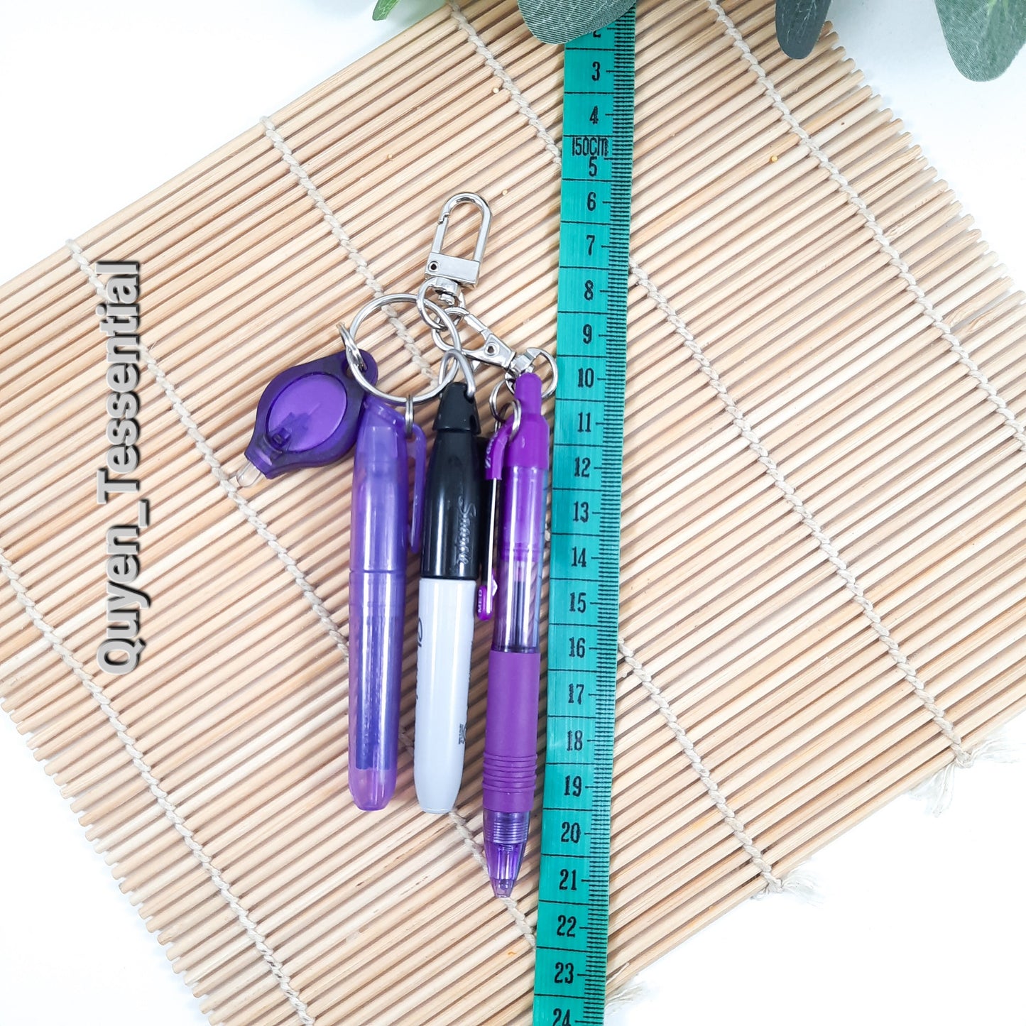 Mini Pen Set for Lanyard: Black Sharpie, Retractable Pen, Highlighter, LED Light