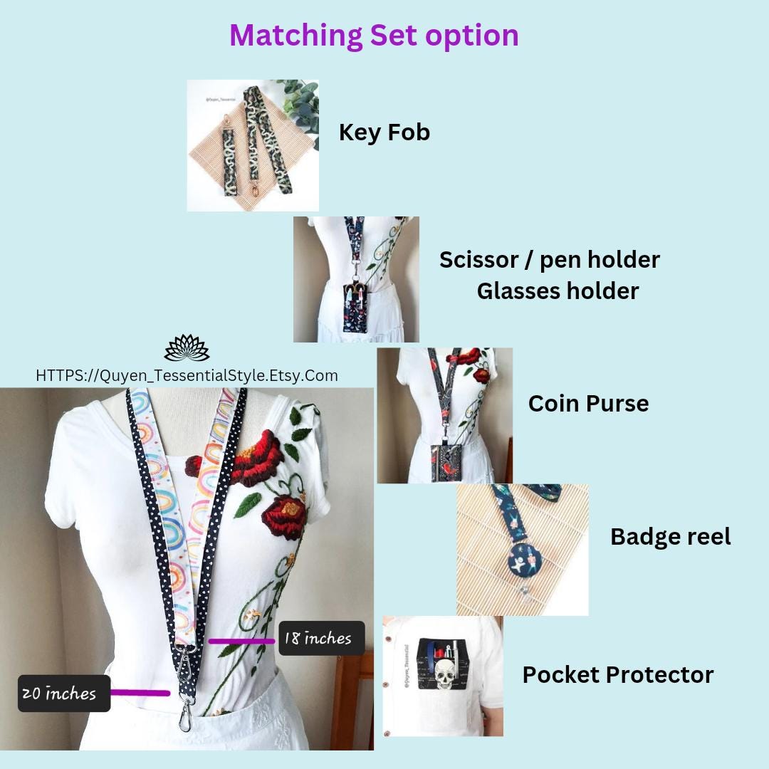 Boho Mandala Lanyard: Cotton ID Card Holder with Breakaway Keychain
