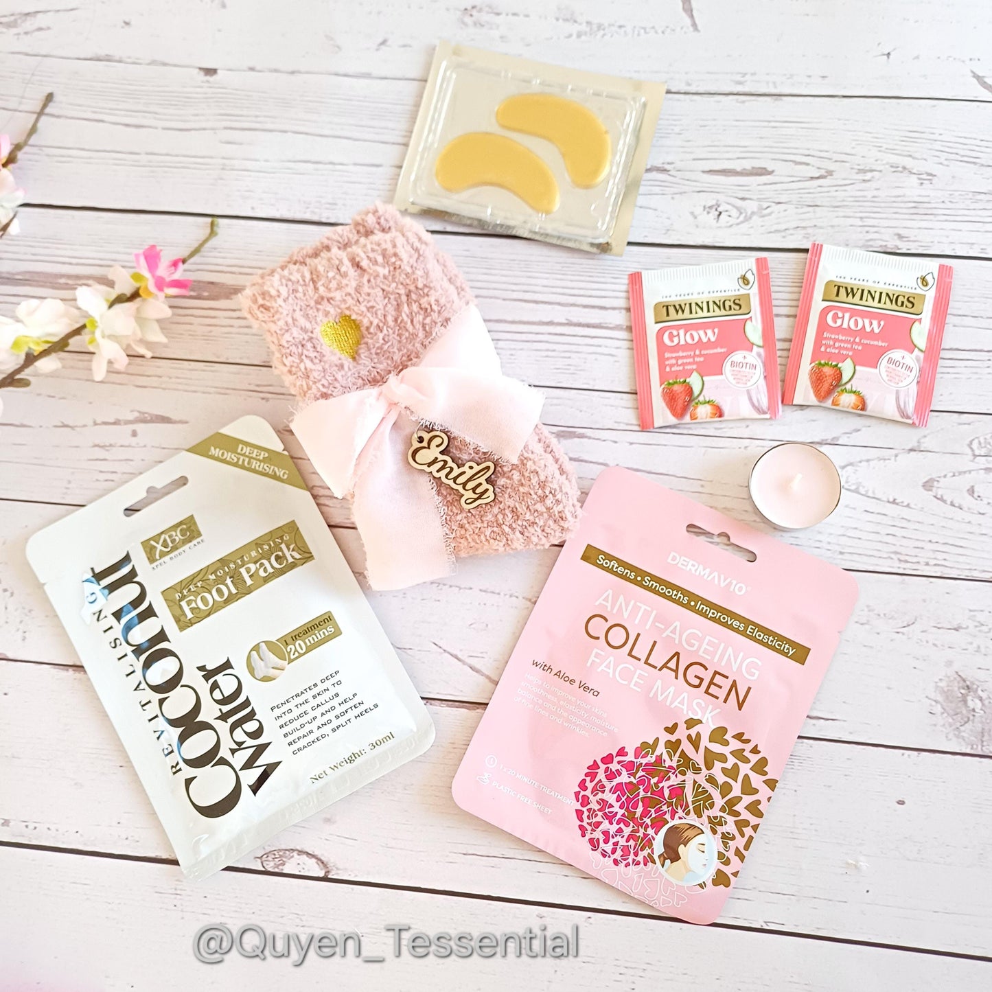 Personalized Spa Gift Box: Fluffy Socks, Face Mask & Herbal Tea