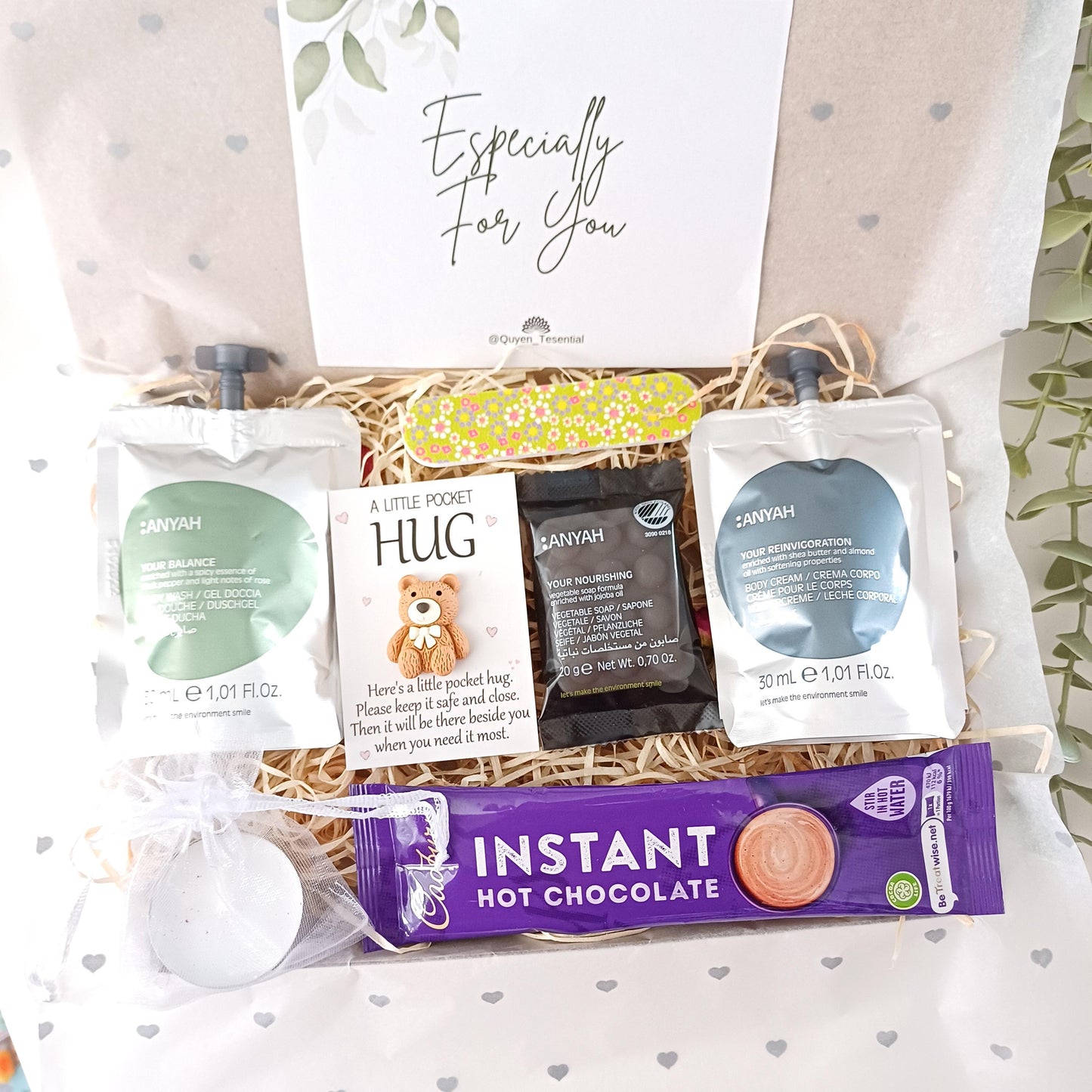 Mini self care gift box: anyah eco spa kit & pocket hug