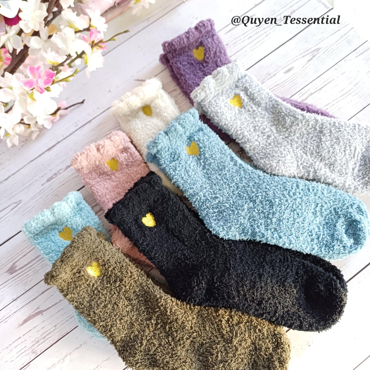 Personalized Fluffy Socks – Boho Name Charm, Cozy Gift