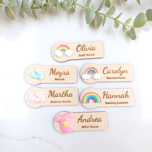 Personalized 3d wooden name badge, nurse doctor gift