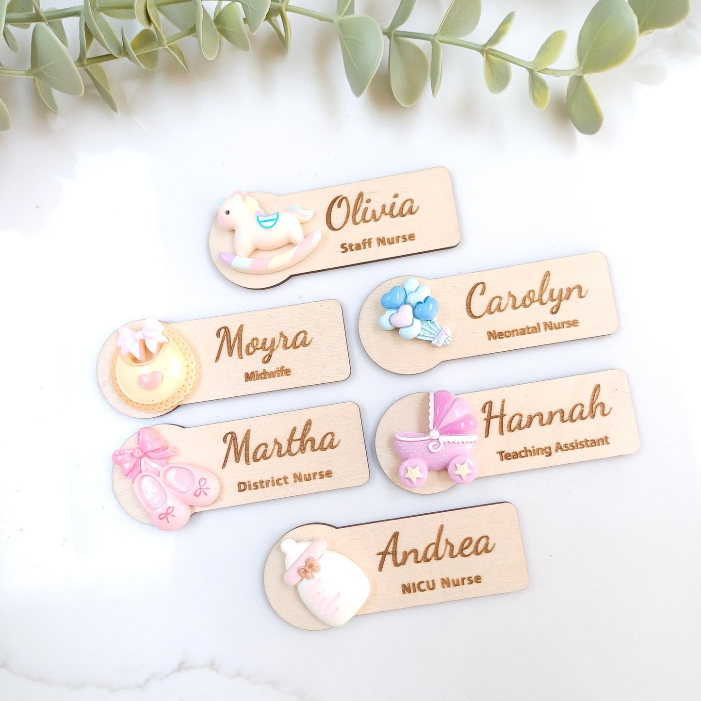 Personalized 3d wooden name badge, nurse doctor gift