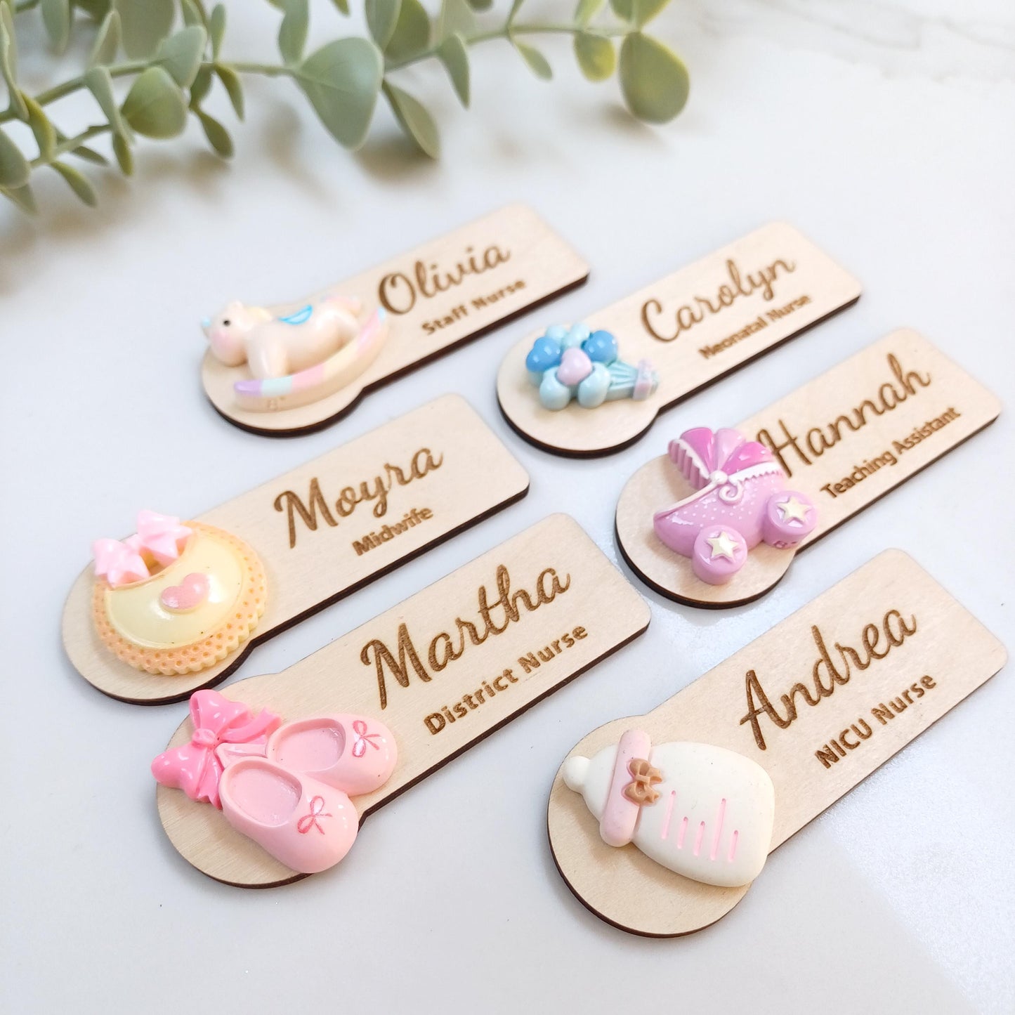 Personalized 3d wooden name badge, nurse doctor gift