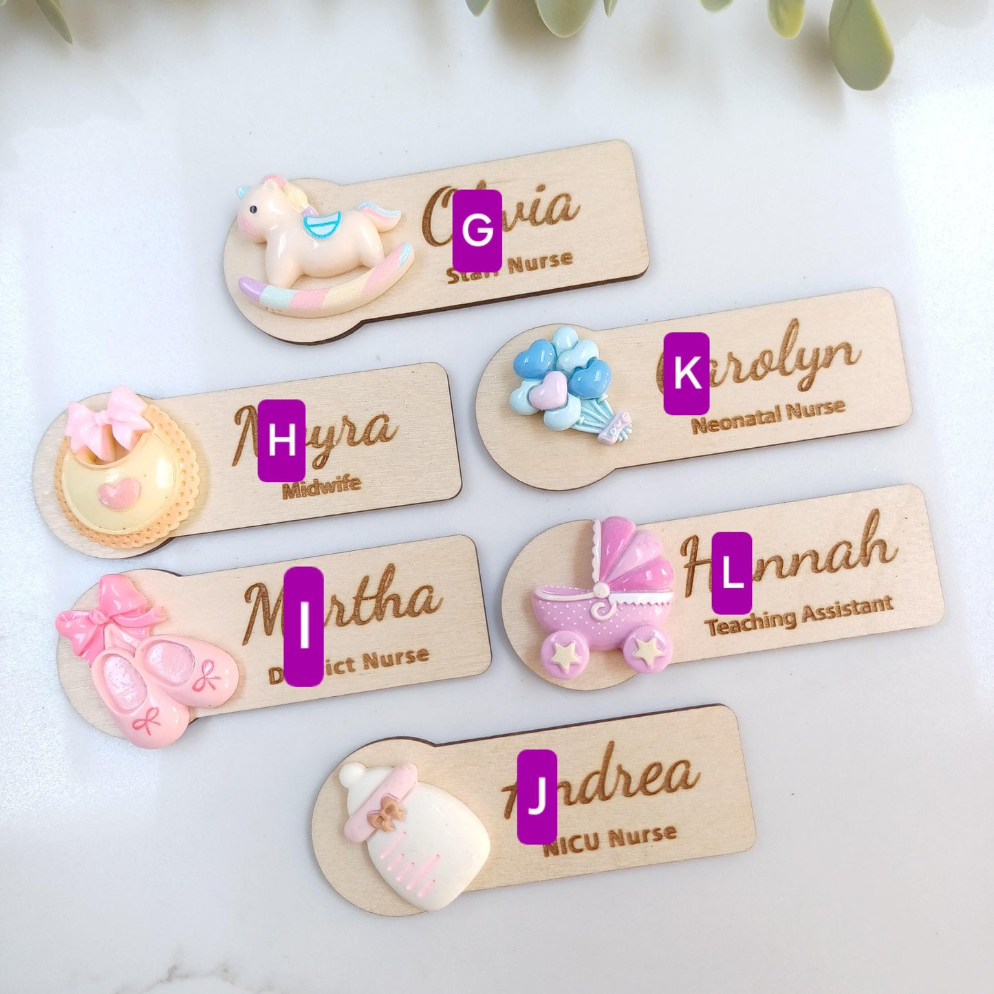 Personalized 3d wooden name badge, nurse doctor gift
