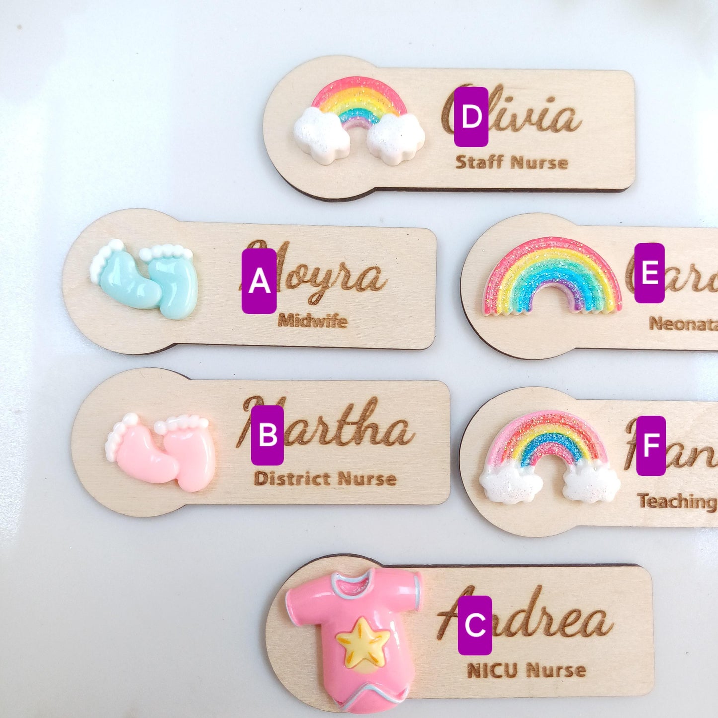 Personalized 3d wooden name badge, nurse doctor gift