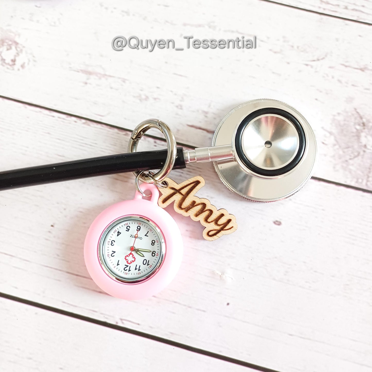 Personalized Stethoscope Fob Watch Nurse Clip-on Charm