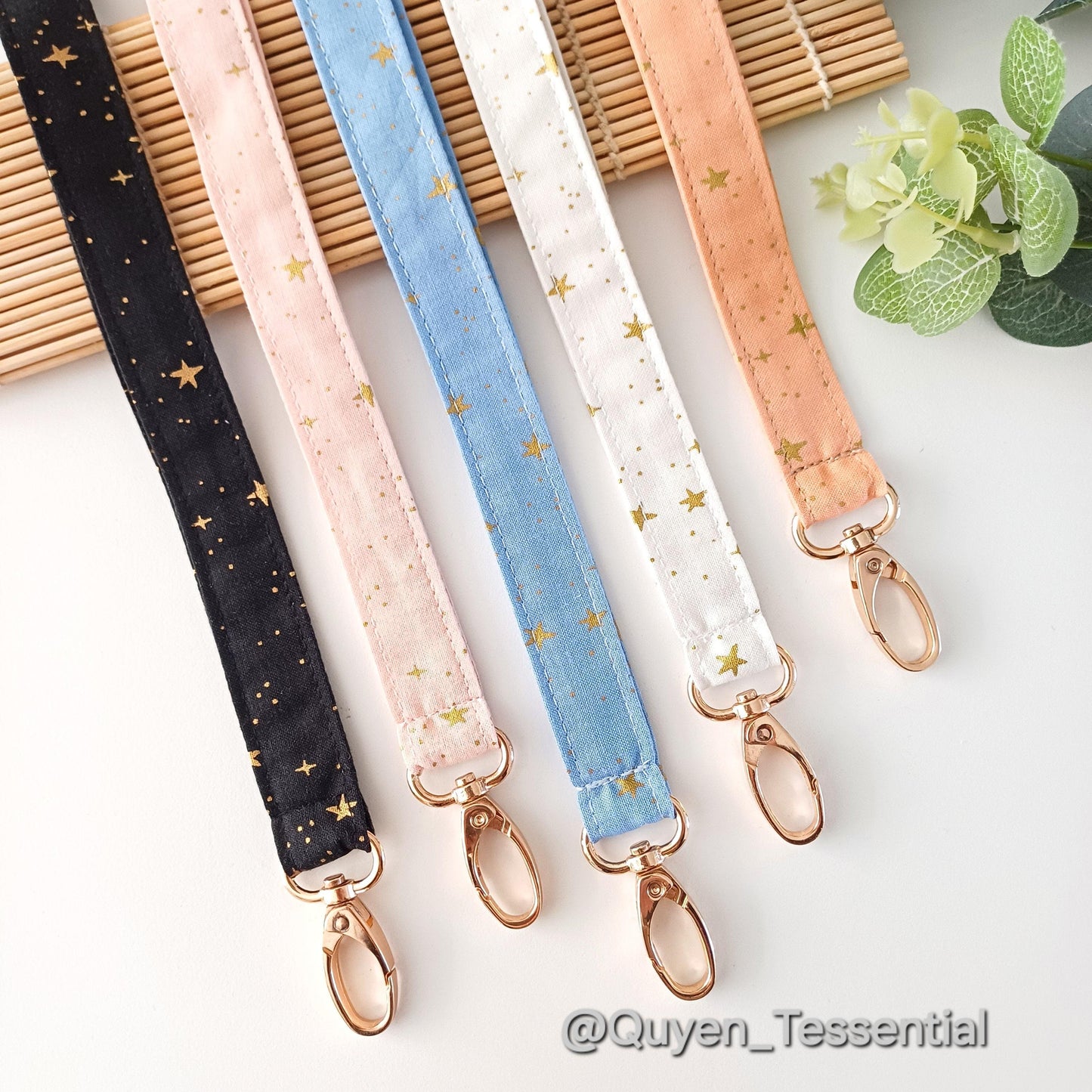 Personalized Star Lanyard: Cosmic Skies Gold Metallic Badge Holder