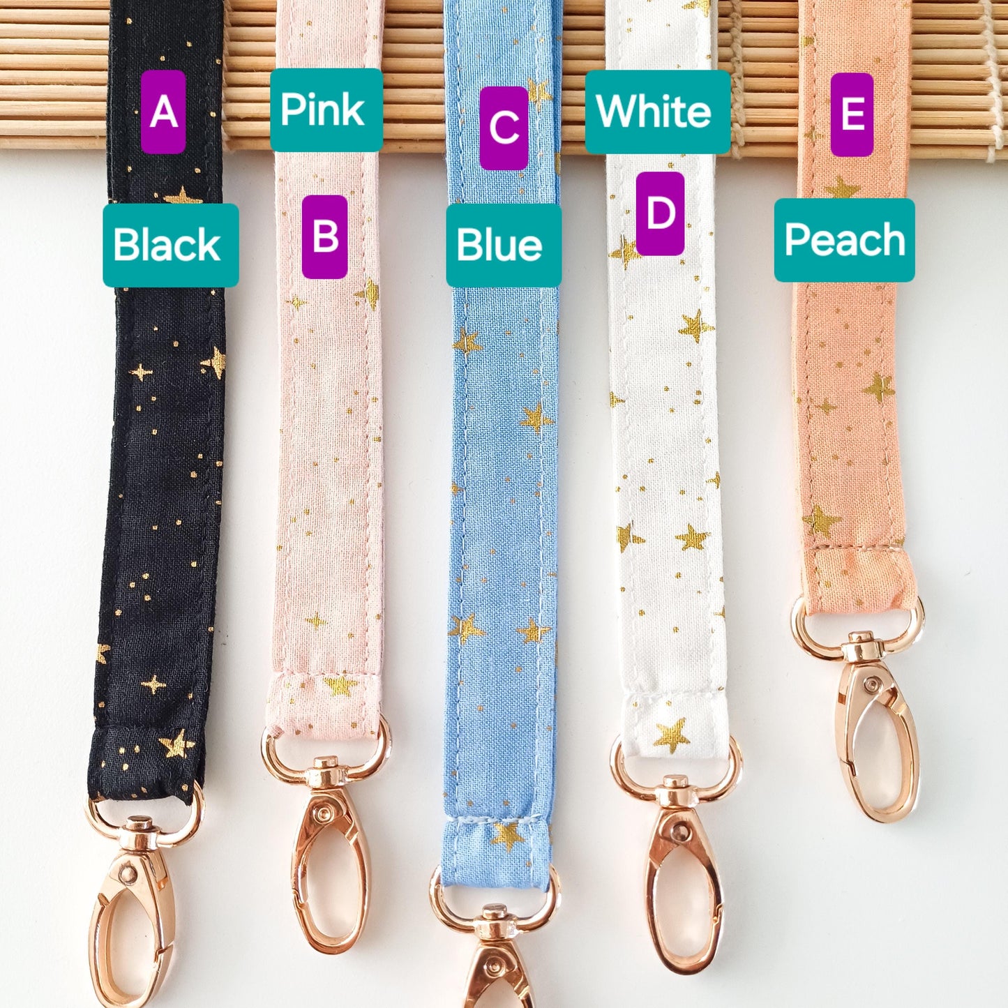 Personalized Star Lanyard: Cosmic Skies Gold Metallic Badge Holder