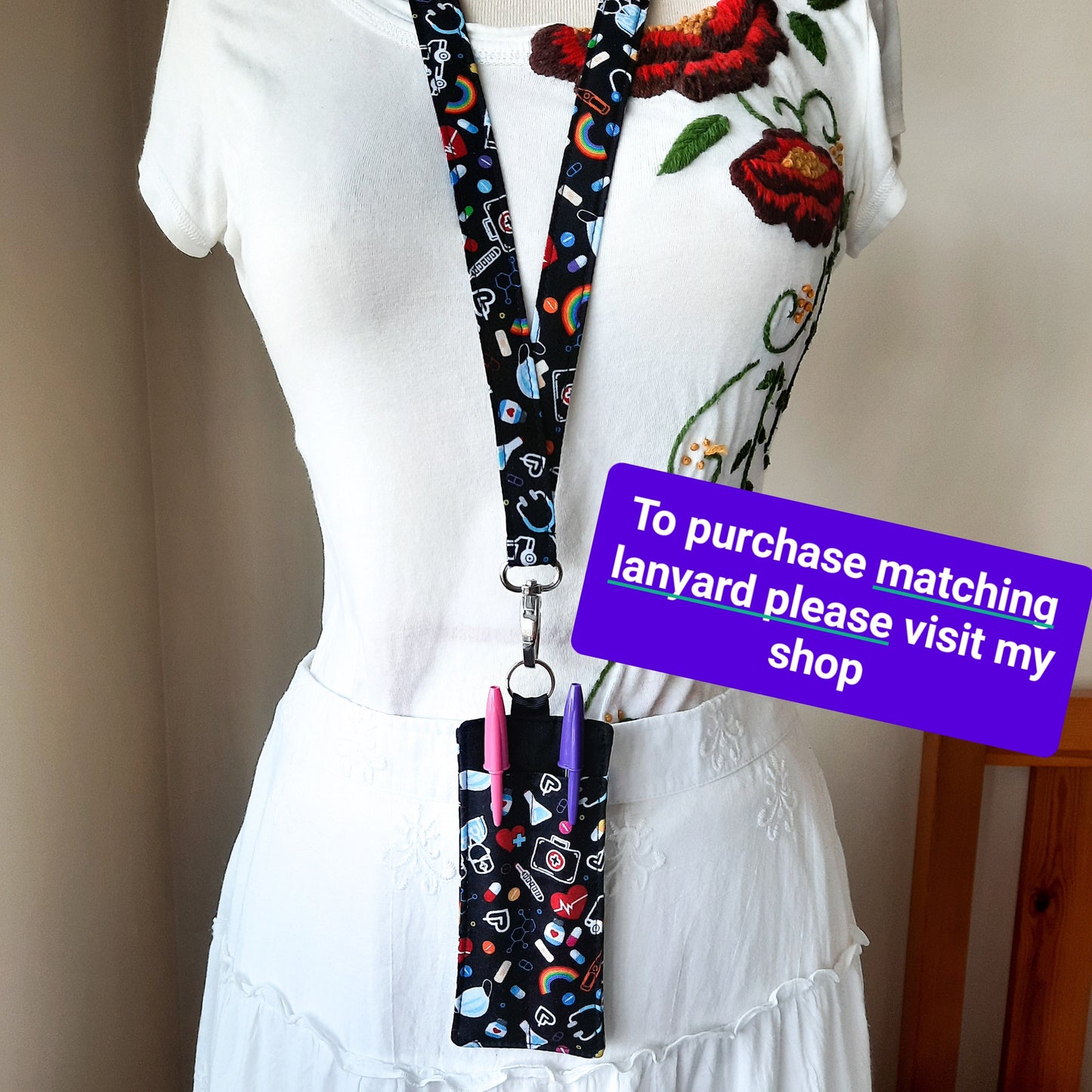 Animal Print Pen Holder for Lanyard: Cotton Pen Case Keychain