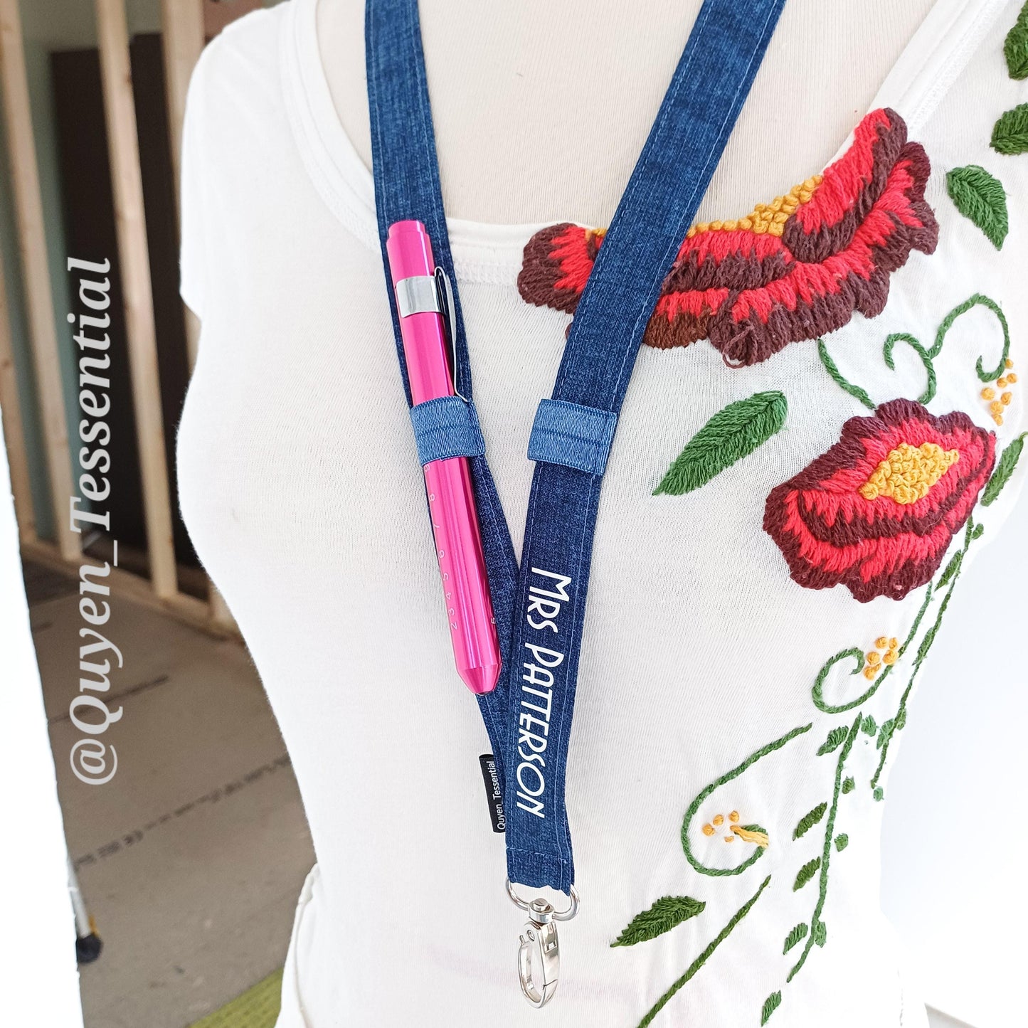 Personalized Cotton Lanyard with Pen Loop: ID Badge & Glasses Holder