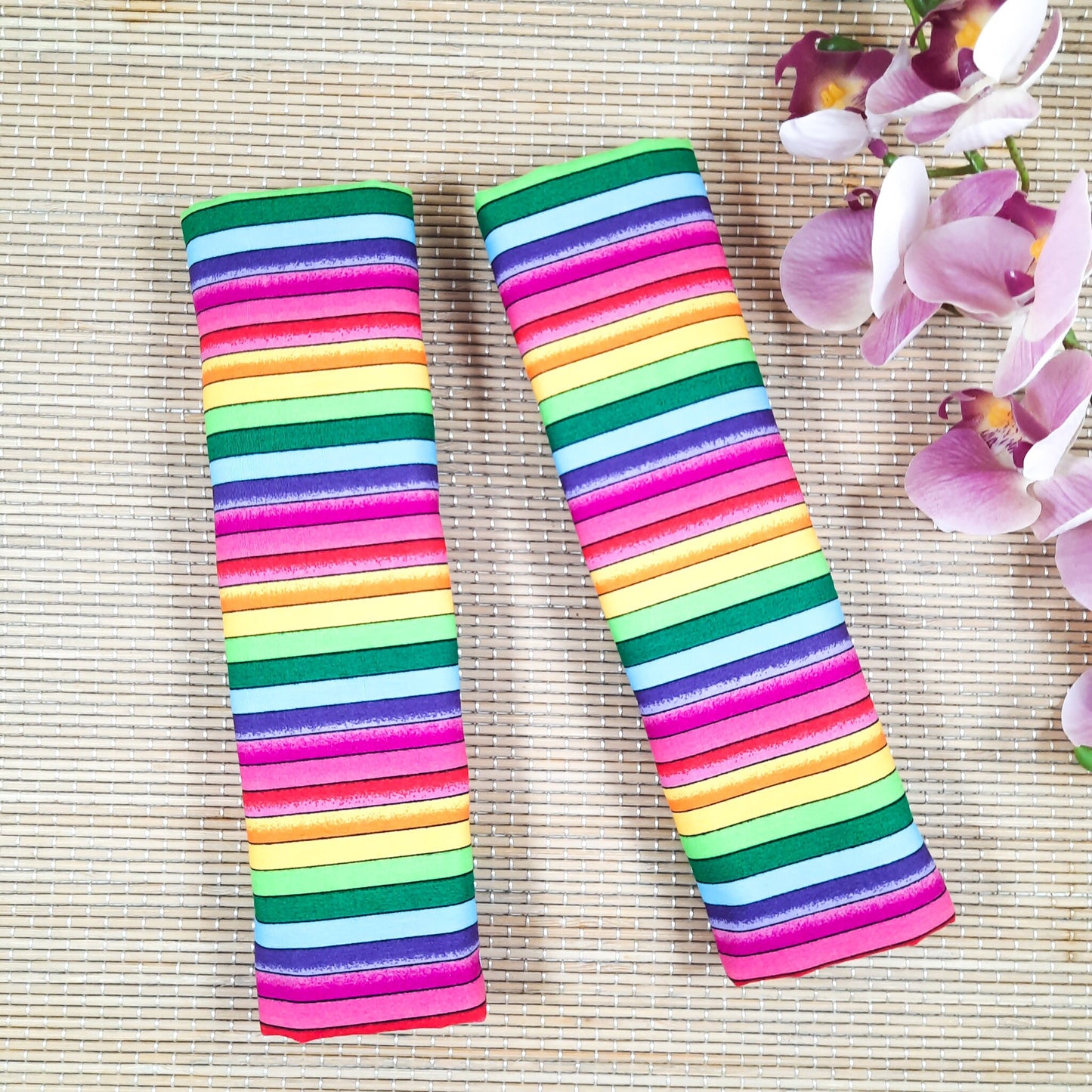 Rainbow Cotton Seat Belt Cover: Kids & Adults, Handmade