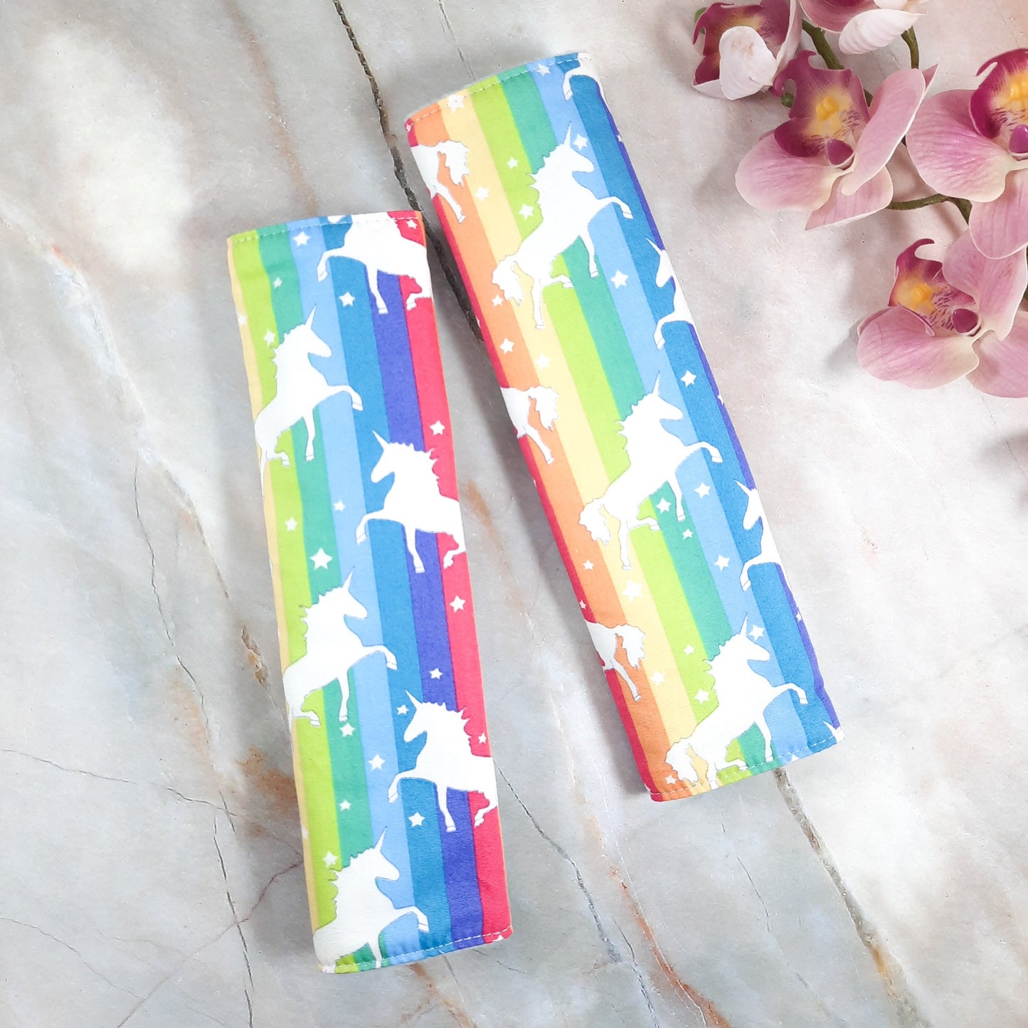 Rainbow Cotton Seat Belt Cover: Kids & Adults, Handmade