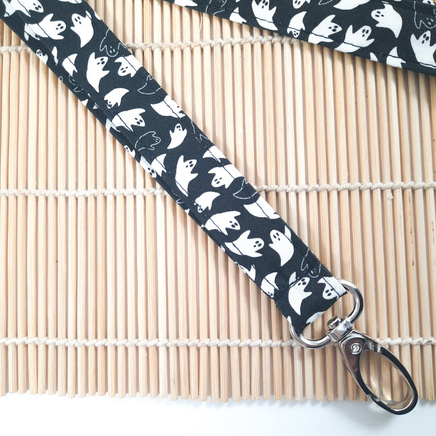 Ghost Lanyard: Halloween Cotton ID Card Holder, Breakaway Keychain