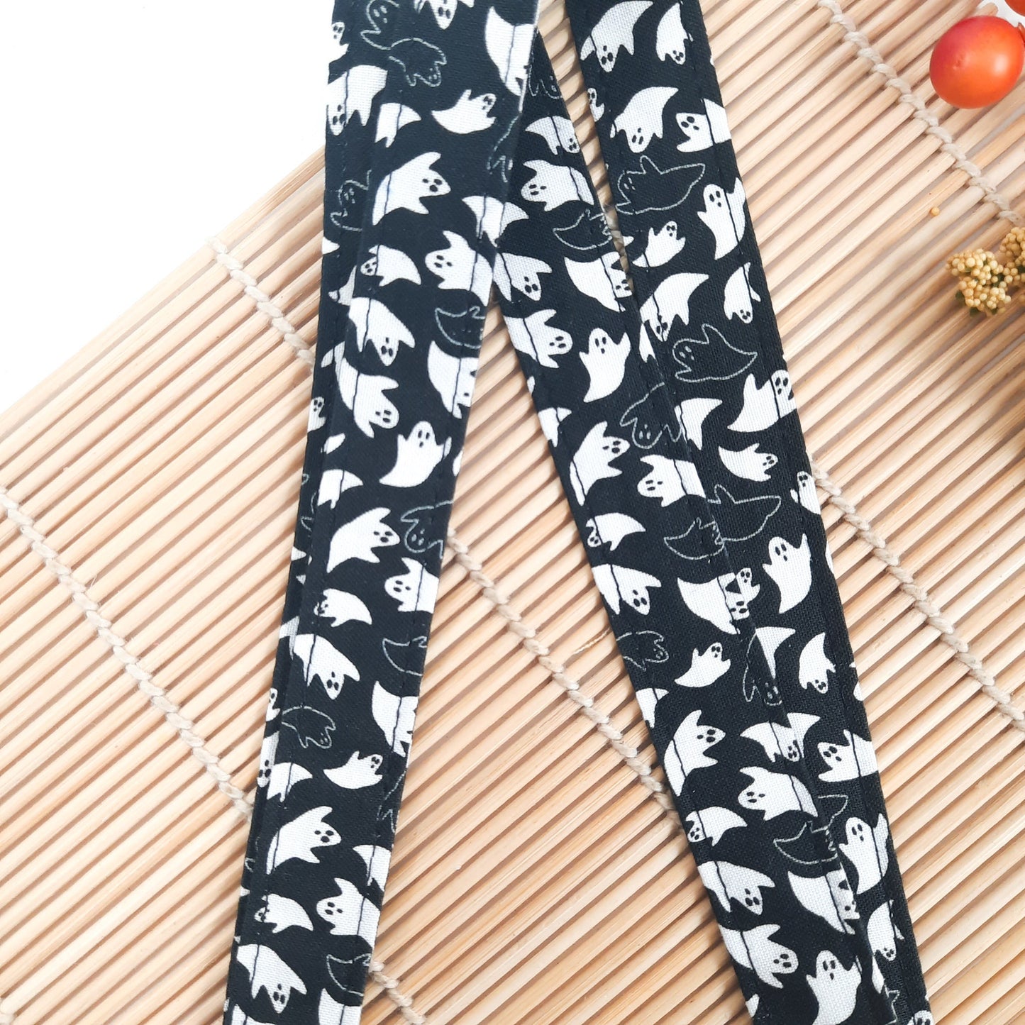 Ghost Lanyard: Halloween Cotton ID Card Holder, Breakaway Keychain