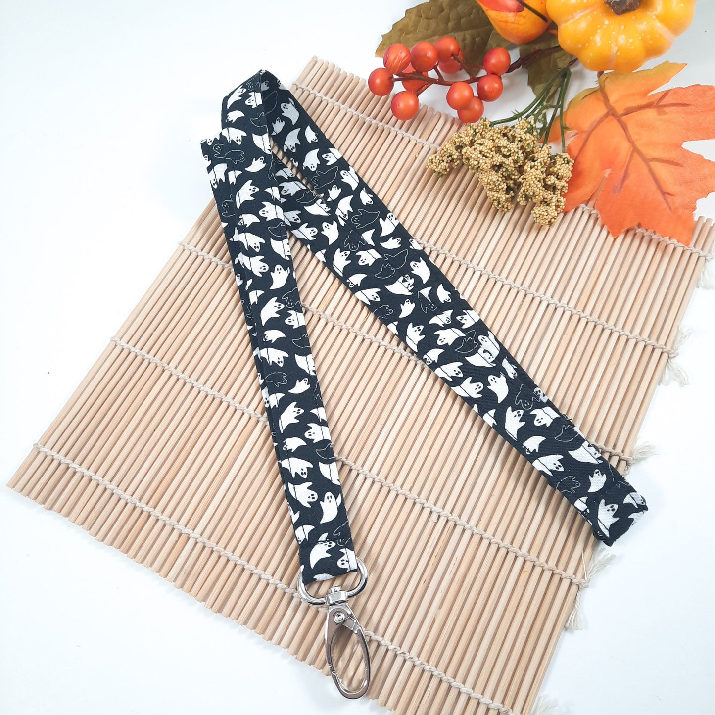 Ghost Lanyard: Halloween Cotton ID Card Holder, Breakaway Keychain