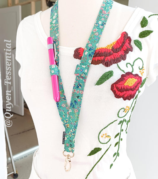 Liberty Floral Pen Loop Lanyard | Tana Lawn Cotton ID Badge Holder | Glasses & Pen Keychain