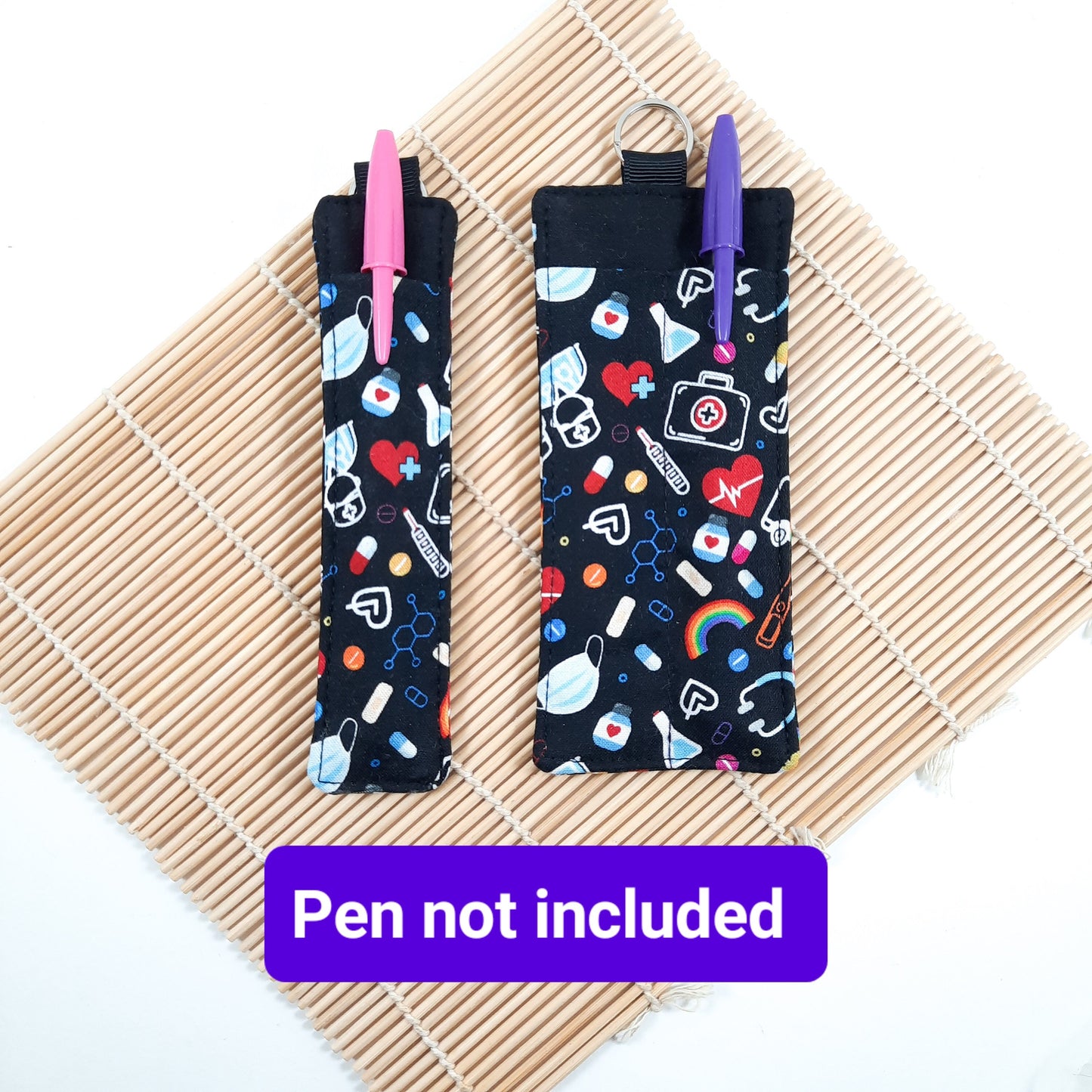 Animal Print Pen Holder for Lanyard: Cotton Pen Case Keychain