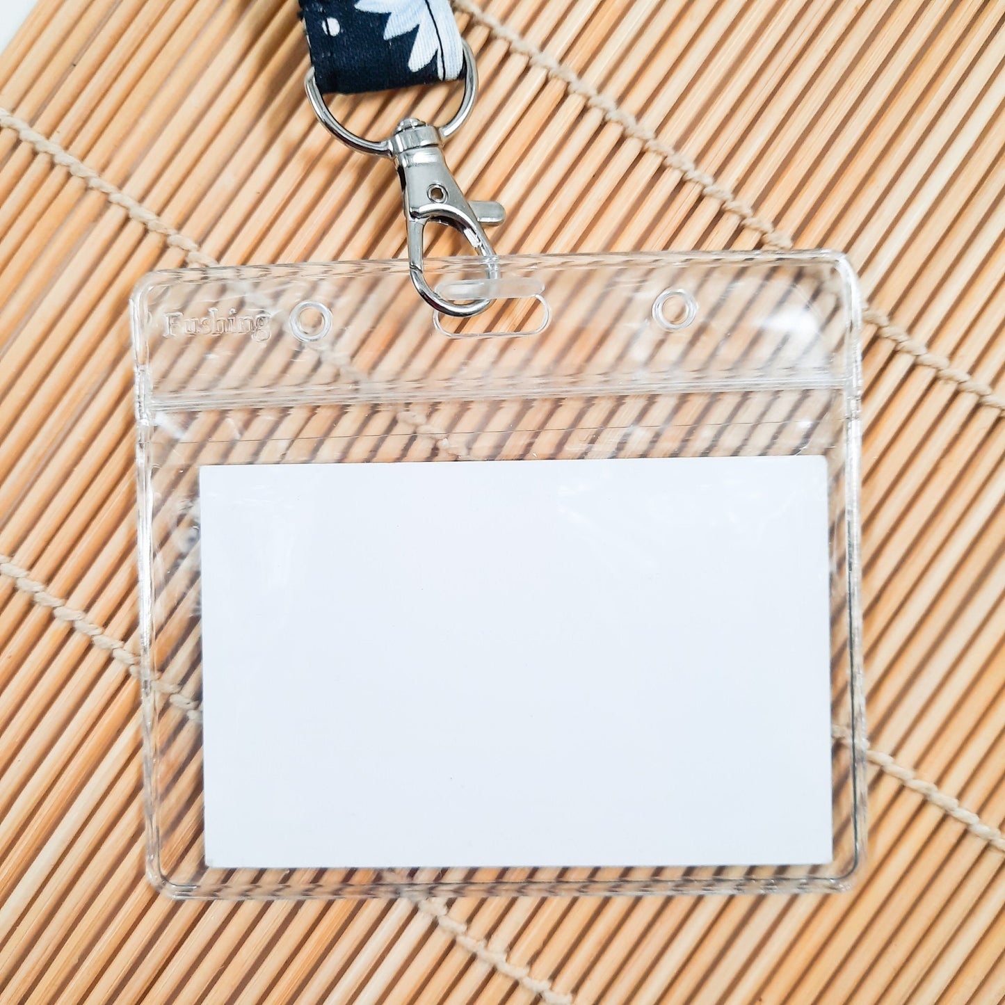Clear vinyl horizontal card holder, Resealable ID tag holder, Lanyard slots for travel