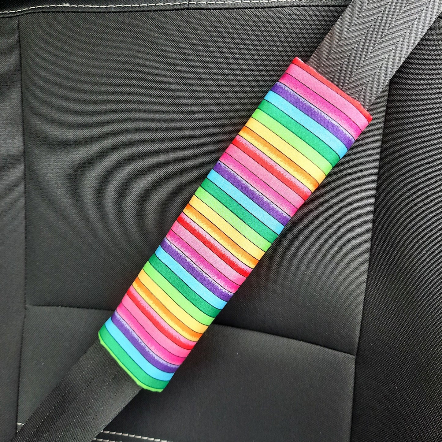 Rainbow Cotton Seat Belt Cover: Kids & Adults, Handmade