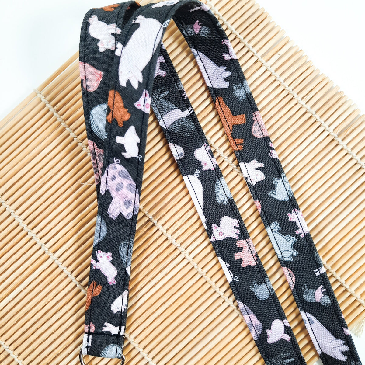 Piggy lanyard, Farm Animal lanyard holder, breakaway Id holder, Fabric key chain, Teacher gift UK