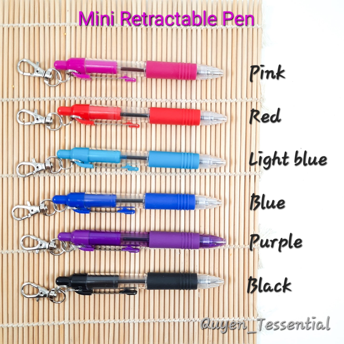 Mini Pen Set for Lanyard: Black Sharpie, Retractable Pen, Highlighter, LED Light