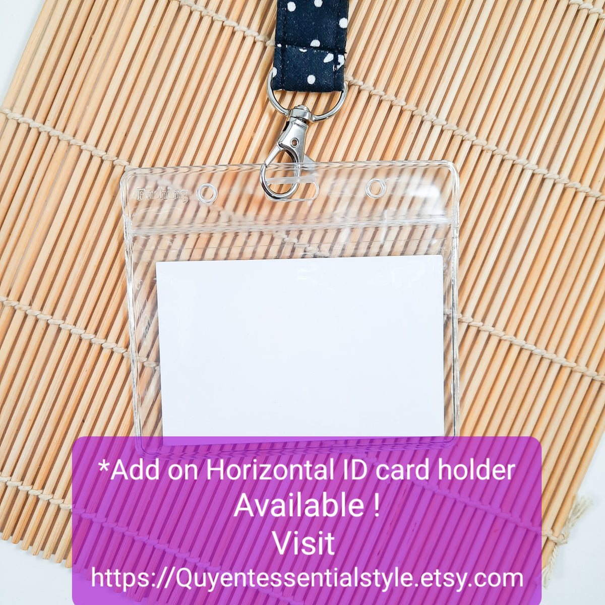 Smiley Face Lanyard: Breakaway ID Holder, Cotton Fabric Keychain