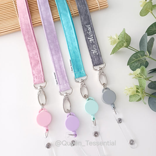 Cotton Lanyard with Retractable Badge Reel Teacher, Nurse, Student ID, Gift Set