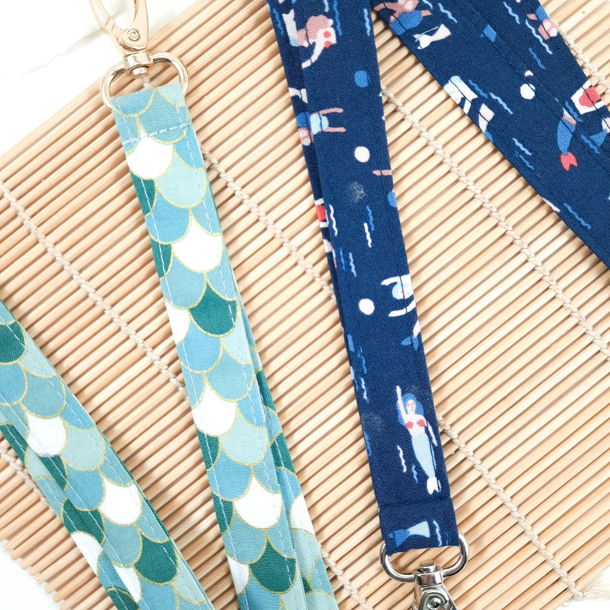 Mermaid Cotton Lanyard: Fish Scale Key Holder, Breakaway ID Badge