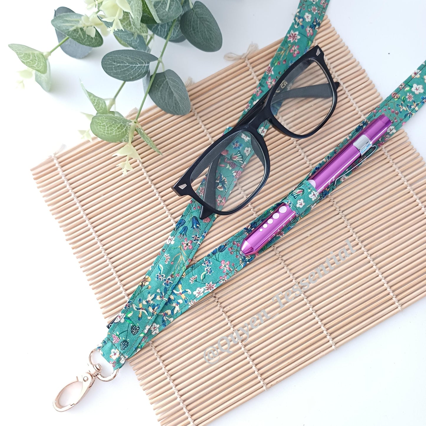 Liberty Floral Pen Loop Lanyard | Tana Lawn Cotton ID Badge Holder | Glasses & Pen Keychain