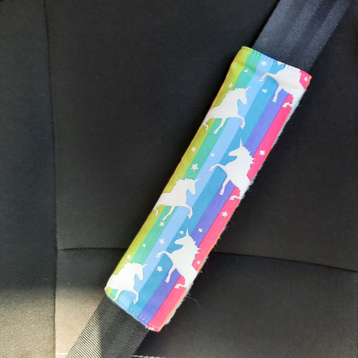 Rainbow Cotton Seat Belt Cover: Kids & Adults, Handmade
