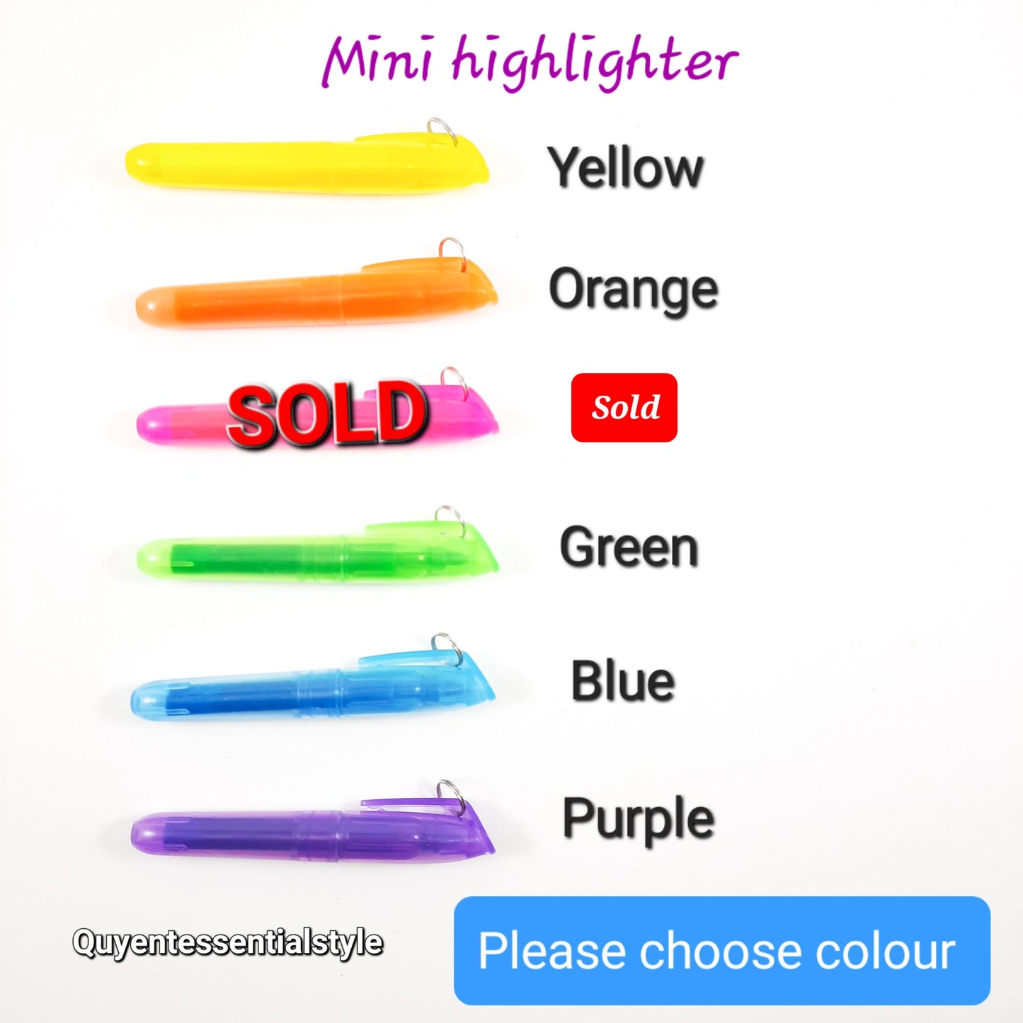 Mini Pen Set for Lanyard: Black Sharpie, Retractable Pen, Highlighter, LED Light